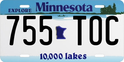 MN license plate 755TOC