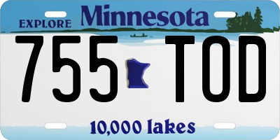 MN license plate 755TOD