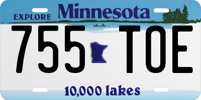 MN license plate 755TOE
