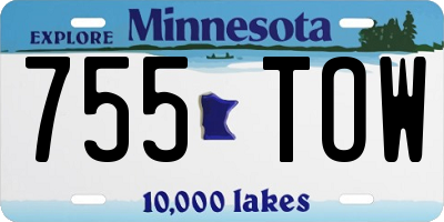 MN license plate 755TOW