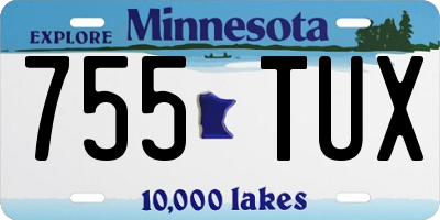 MN license plate 755TUX