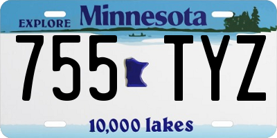 MN license plate 755TYZ