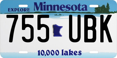 MN license plate 755UBK
