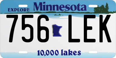 MN license plate 756LEK