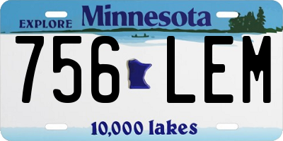 MN license plate 756LEM