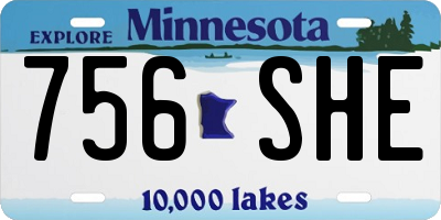 MN license plate 756SHE