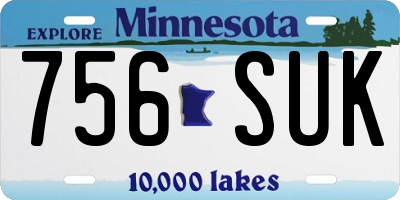 MN license plate 756SUK
