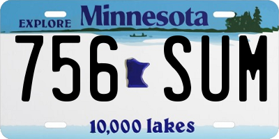 MN license plate 756SUM