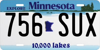 MN license plate 756SUX