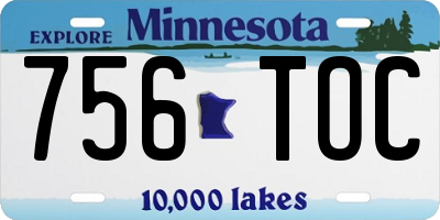 MN license plate 756TOC