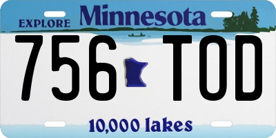 MN license plate 756TOD