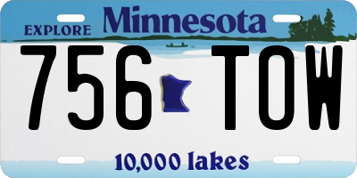 MN license plate 756TOW