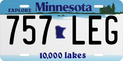 MN license plate 757LEG