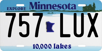 MN license plate 757LUX