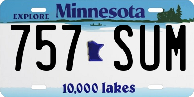MN license plate 757SUM