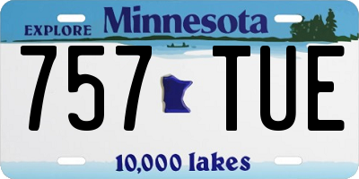 MN license plate 757TUE