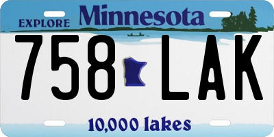 MN license plate 758LAK