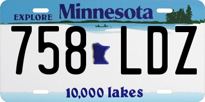 MN license plate 758LDZ