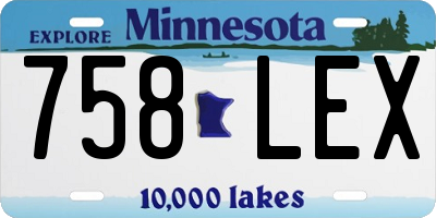 MN license plate 758LEX
