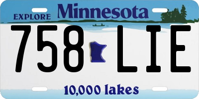 MN license plate 758LIE