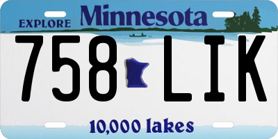 MN license plate 758LIK
