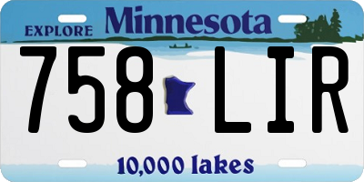 MN license plate 758LIR