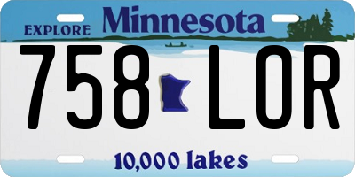 MN license plate 758LOR