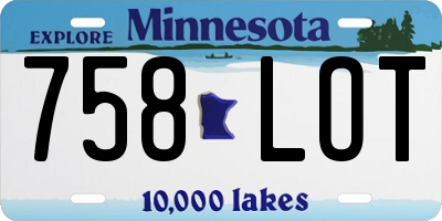 MN license plate 758LOT