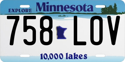 MN license plate 758LOV