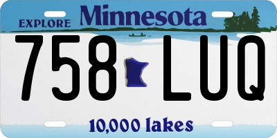 MN license plate 758LUQ