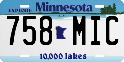 MN license plate 758MIC
