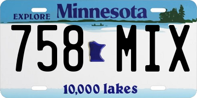 MN license plate 758MIX