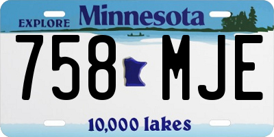 MN license plate 758MJE