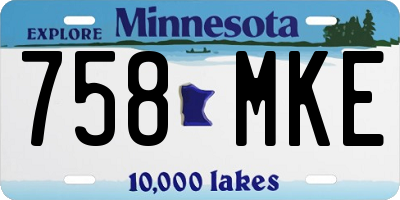 MN license plate 758MKE