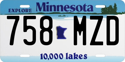 MN license plate 758MZD