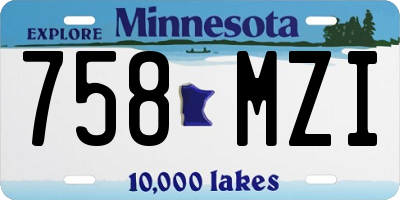 MN license plate 758MZI