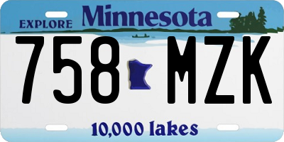 MN license plate 758MZK