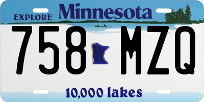 MN license plate 758MZQ