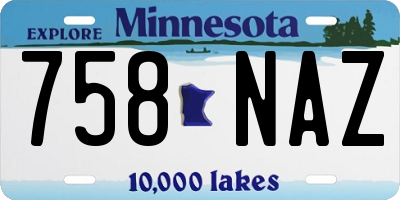MN license plate 758NAZ