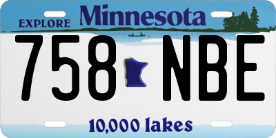 MN license plate 758NBE