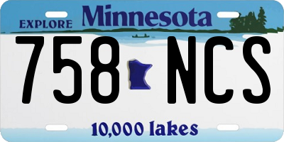 MN license plate 758NCS