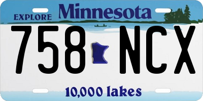 MN license plate 758NCX