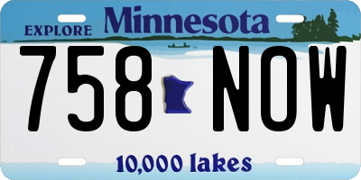 MN license plate 758NOW
