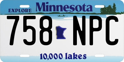 MN license plate 758NPC