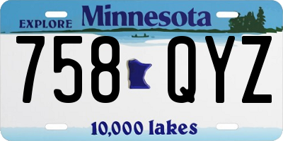 MN license plate 758QYZ