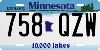 MN license plate 758QZW