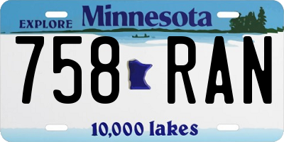MN license plate 758RAN