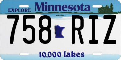 MN license plate 758RIZ