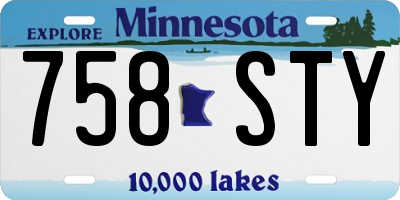 MN license plate 758STY