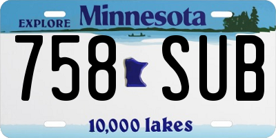 MN license plate 758SUB
